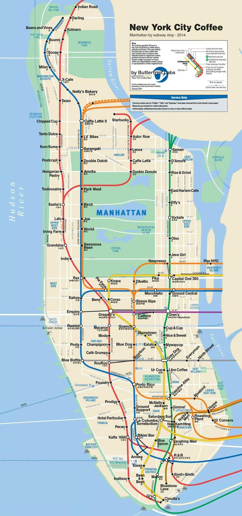 Illustration for article titled A Subway Map of All the Best Coffee Shops In NYC